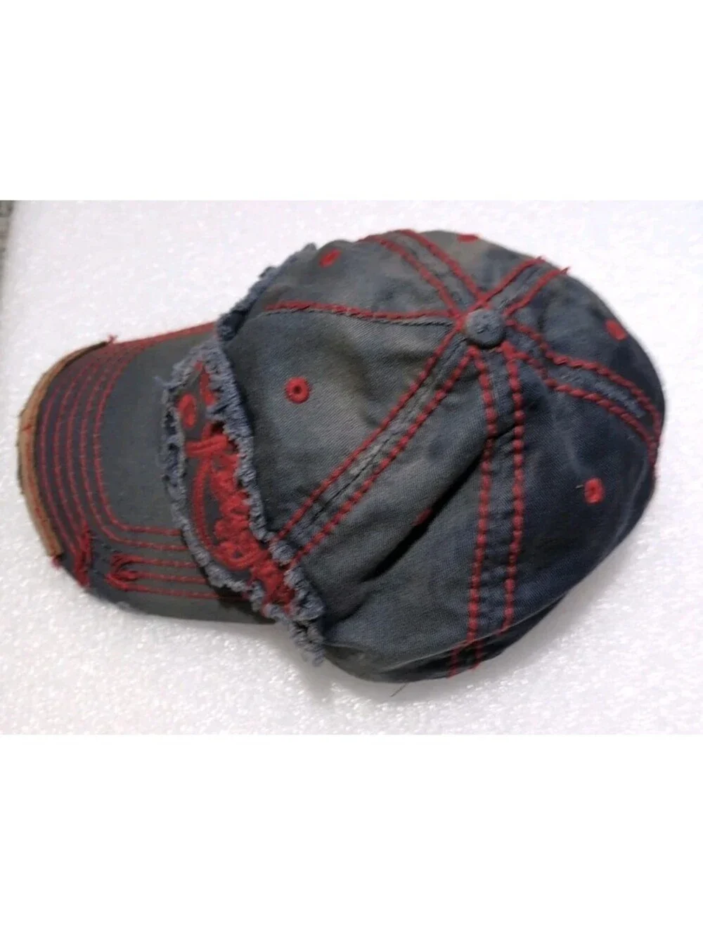 Vintage True Religion Hat Faded Distressed Blue Red One Sz Fits All Adjustable